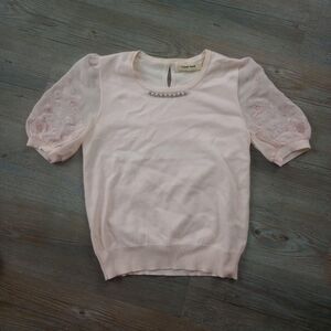 Japanese Sheer Floral Pearly Coquette Blouse